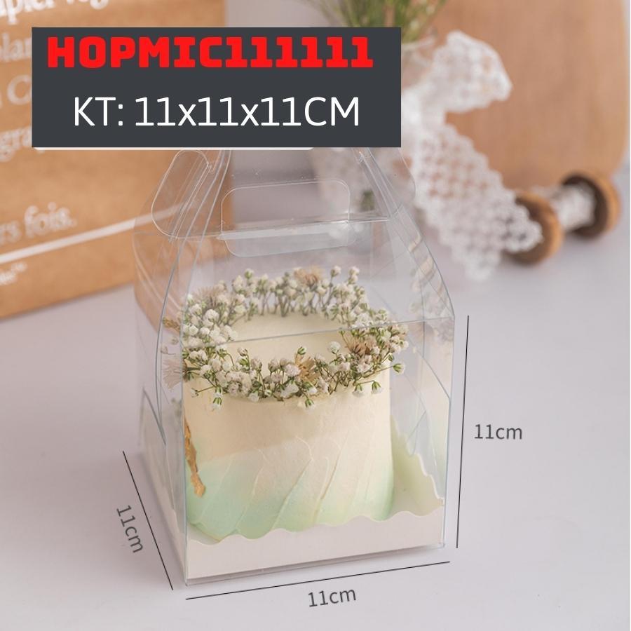 Hộp Đựng Bánh Mousse Gato Kem Sinh Nhật Mica Trong Suốt Đáy Hình Vuông 11x11x11 CM Phụ kiện Trang Trí - HOPMIC111111