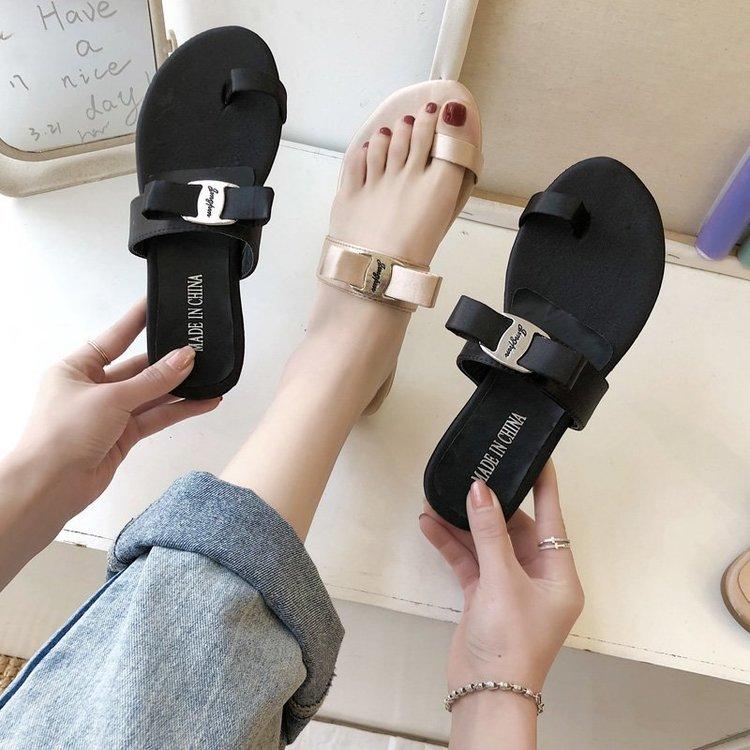 Dép Xăng Đan Xỏ Ngón Đính Nơ Kiểu Cổ Điển Xinh Xắn