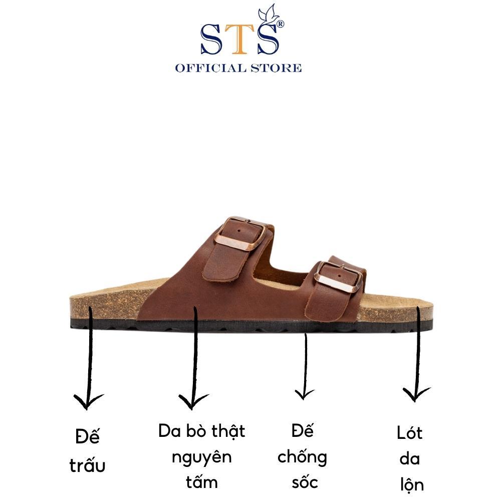 Dép đế trấu nam nữ Birken quai ngang da bò nguyên tấm thoải mái êm chân đi du dịch đi chơi ST01