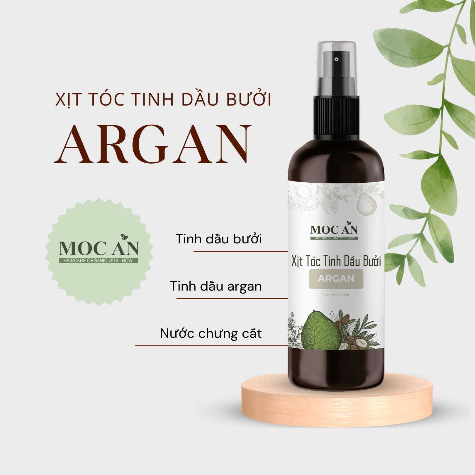 Xịt Kích Mọc Tóc Tinh Dầu Bưởi Dầu Argan ( Argan ) 120ml Mộc Ân Haircare hỗ trợ giảm rụng, giảm tình trạng ngứa do gàu