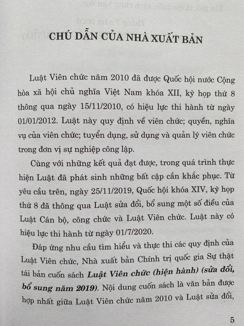 Luật Viên Chức ( sửa đổi, bổ sung năm 2019