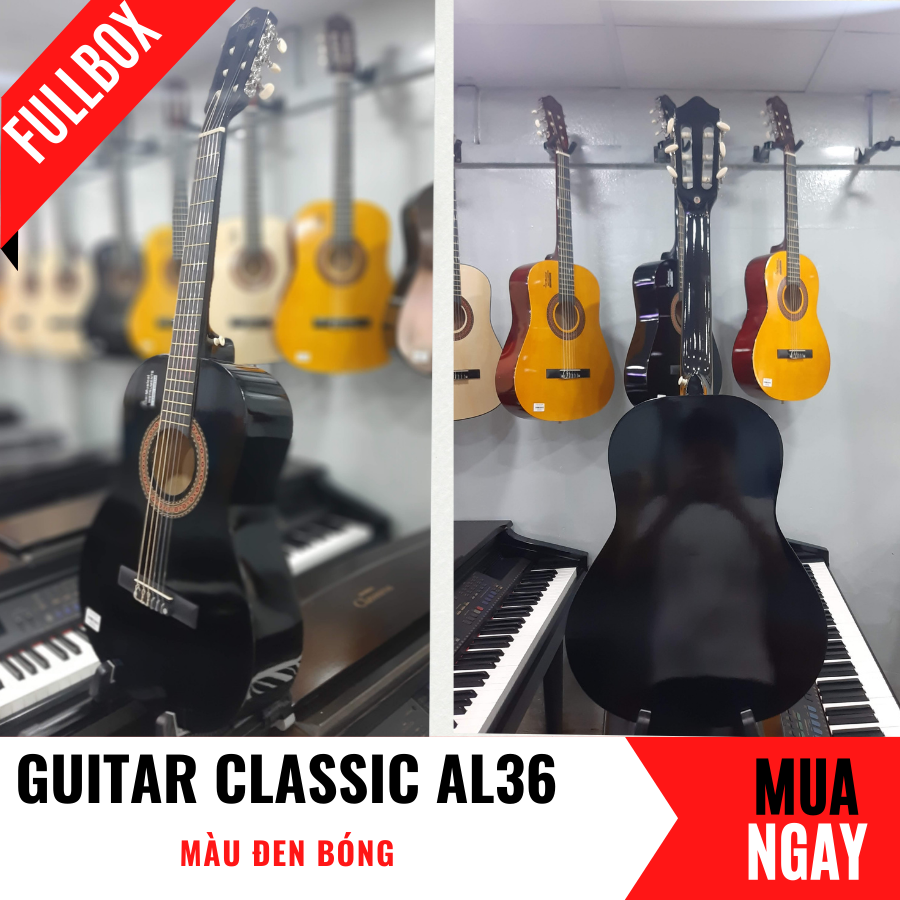 Đàn Guitar Classic AL36 Cổ Điển Bóng Sáng Đẹp Tự Nhiên + Phụ Kiện (Size 3/4)