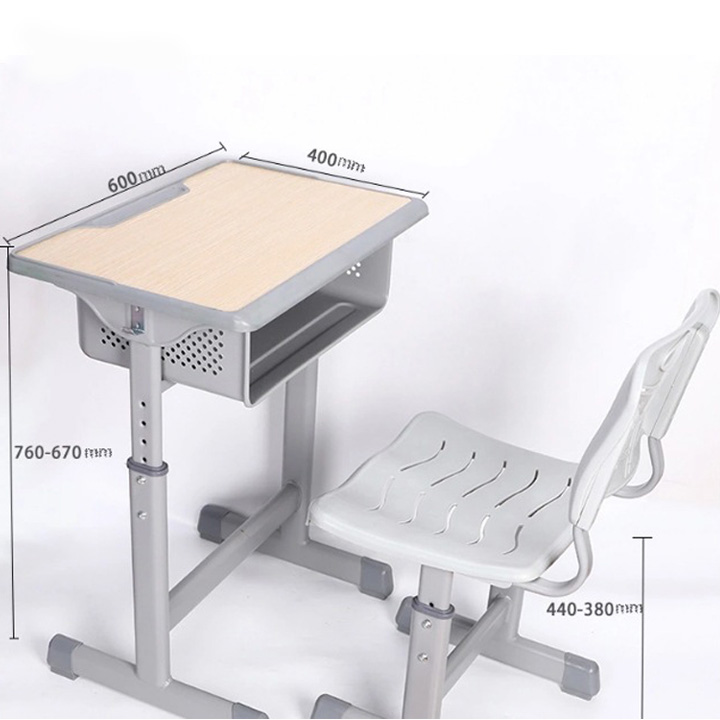 Bộ bàn học sinh hiện đại kèm ghế Đa năng - Bộ bàn học sinh mặt gỗ + nhựa PP kim loại bền đẹp BAH058