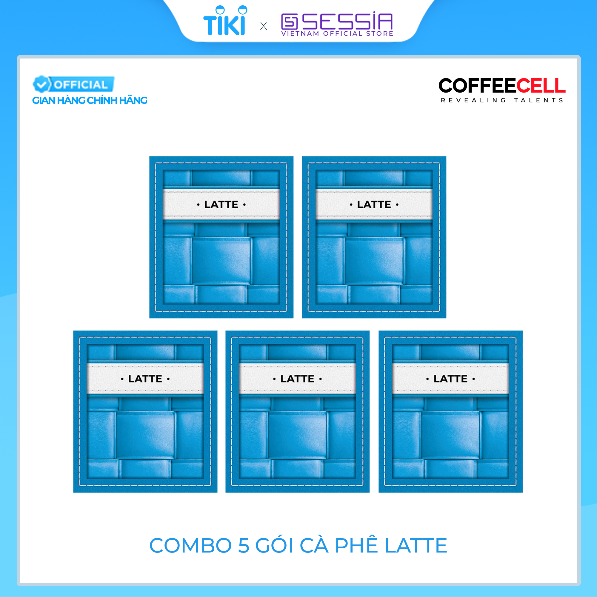 Combo 5 gói Cà phê Latte với Nhân sâm trắng thượng hạng - COFFEECELL - Hàng Chính Hãng