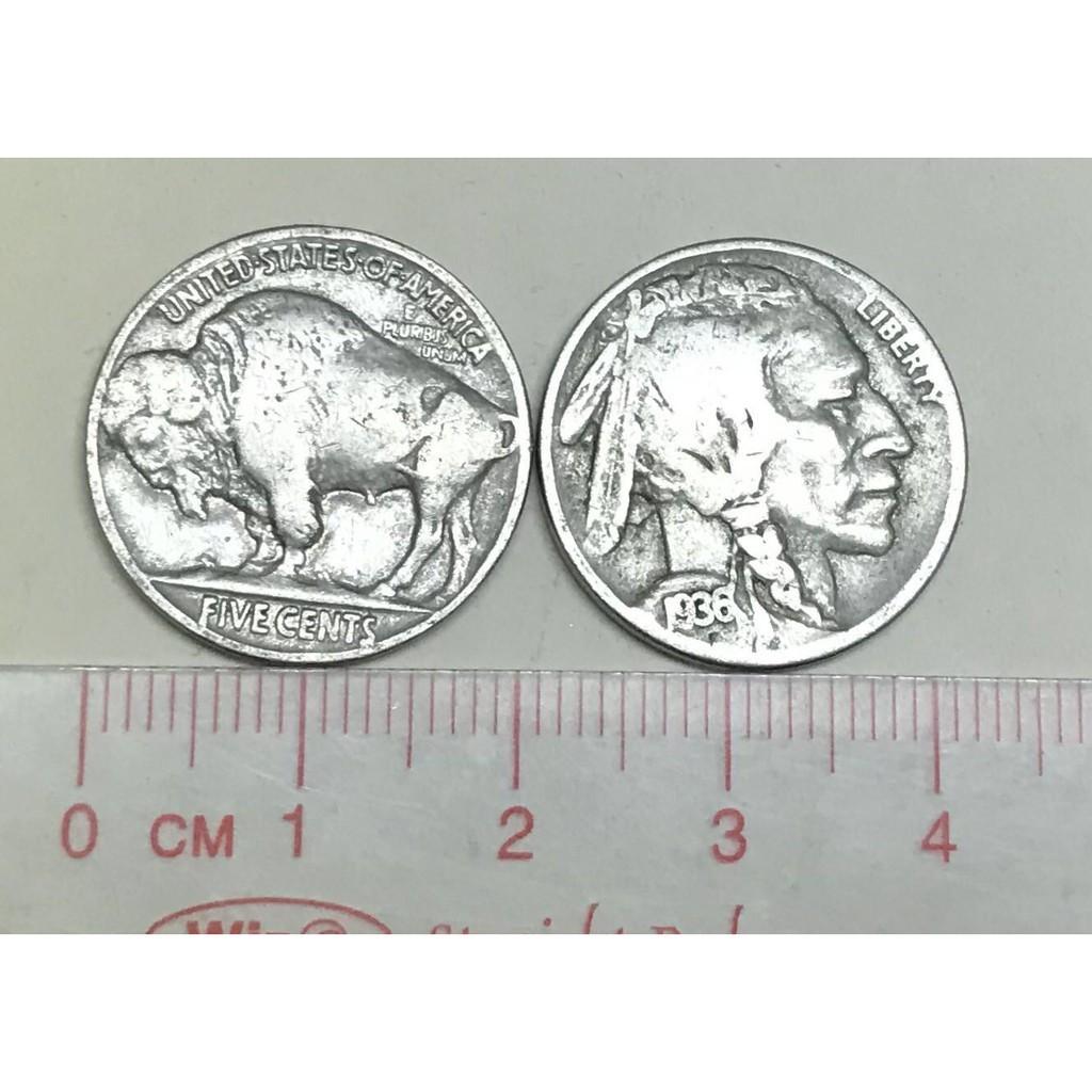 Đồng xu 5 cents Buffalo - xu bò Mỹ may mắn.