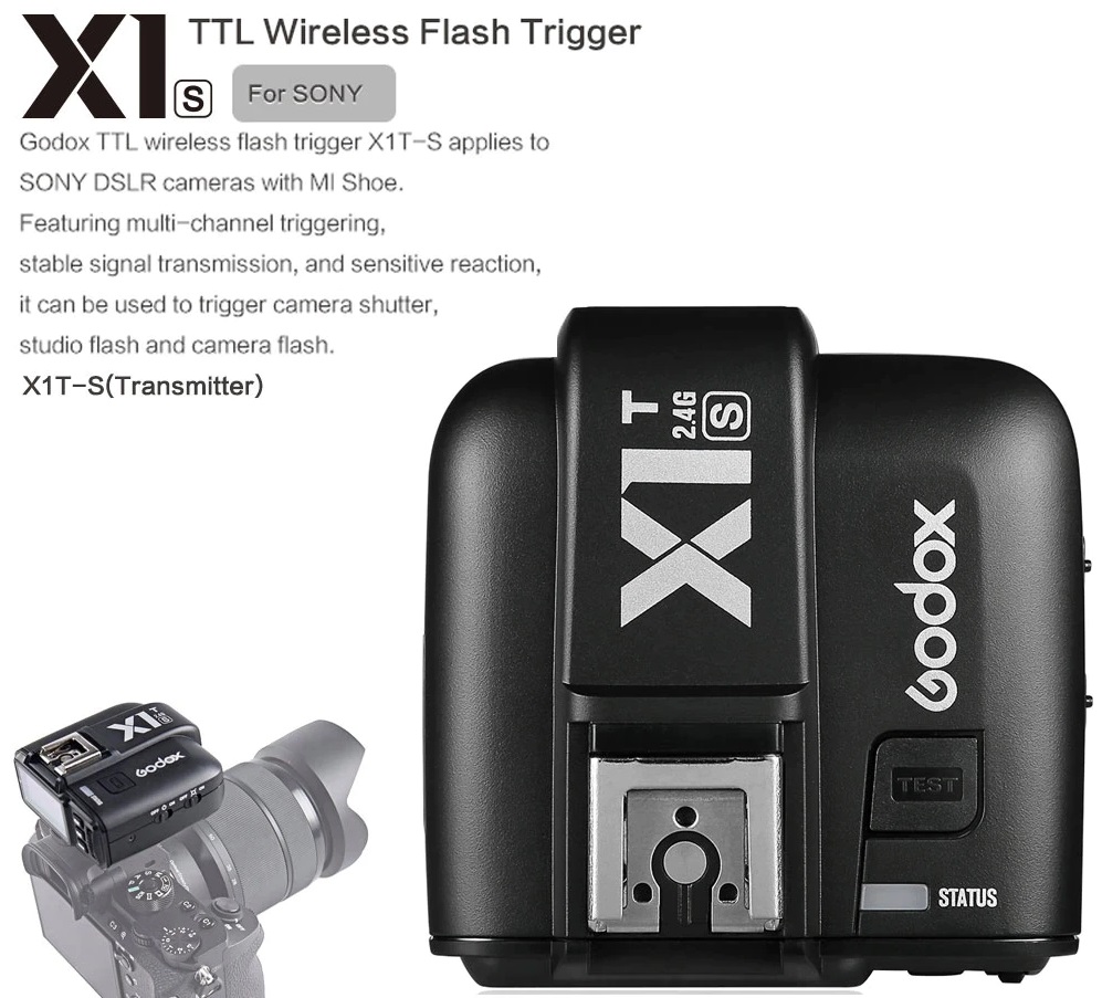 Điều khiển đèn Godox X1T-S -TTL 2.4G Wireless Flash Trigger cho Sony MI Shoe - Hàng nhập khẩu