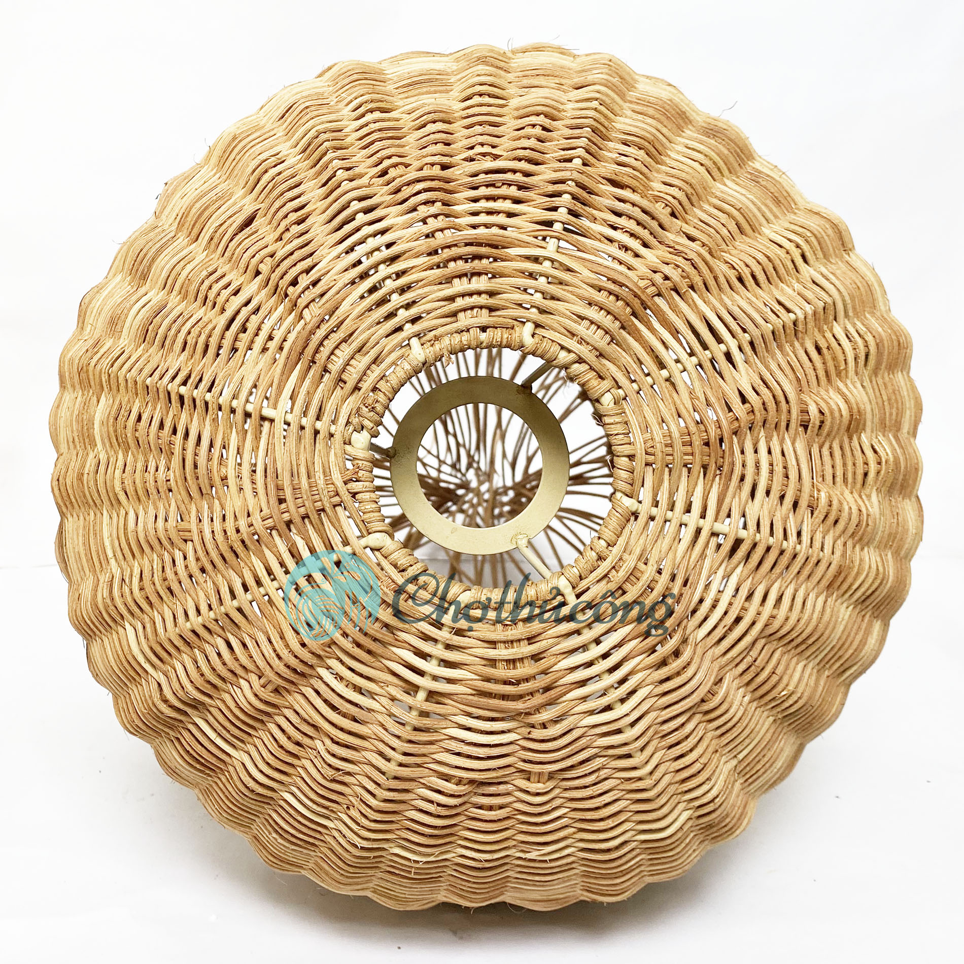 Chụp đèn mây tre đan hình sứa size L, Chao đèn thả trần trang trí sân vườn, đèn trang trí quán cafe, đèn thả vintage decor