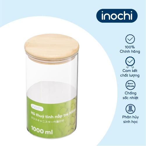 Hũ thuỷ tinh nắp tre Inochi - Nikko 1000ml