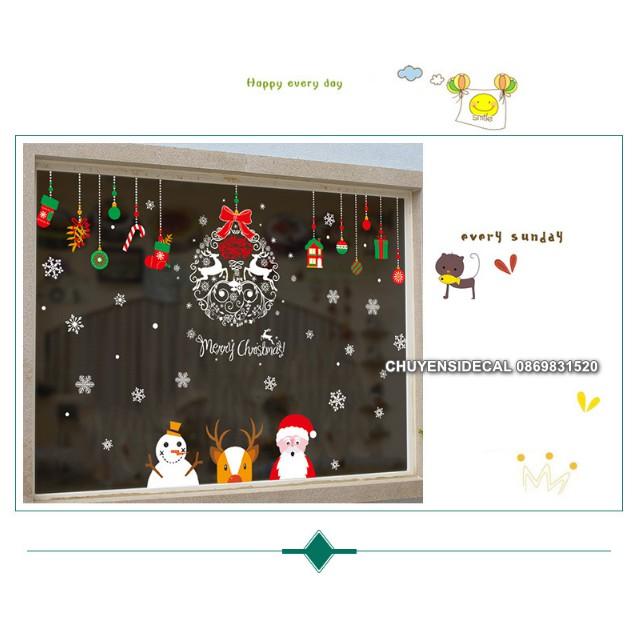 COMBO Decal dán tường Noel - Rèm dây nhân vật kết hợp Vòng Nai