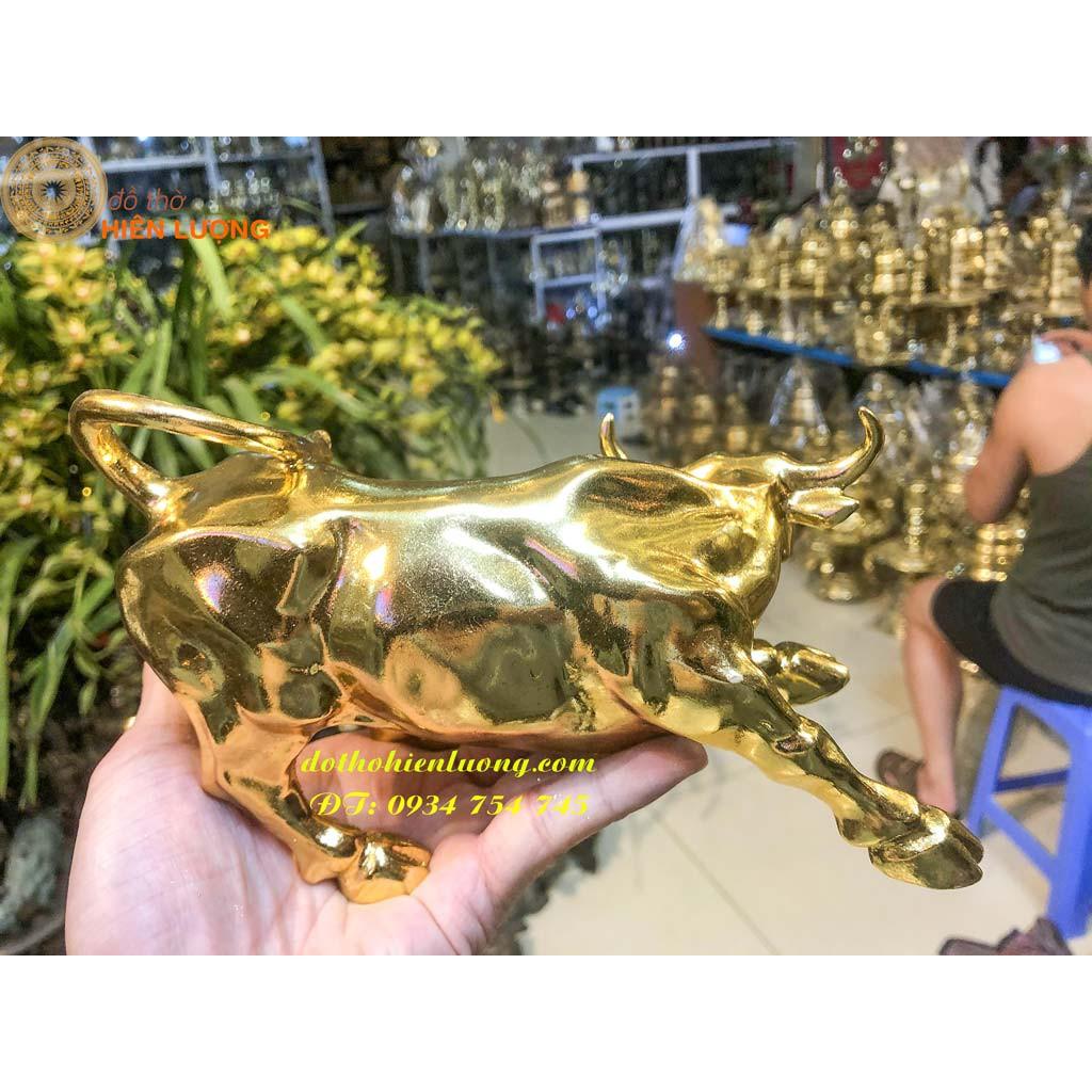 Tượng Trâu Chiến Mạ Vàng 24K Dài 20cm- Tượng Trâu Bản Tin Tài Chính