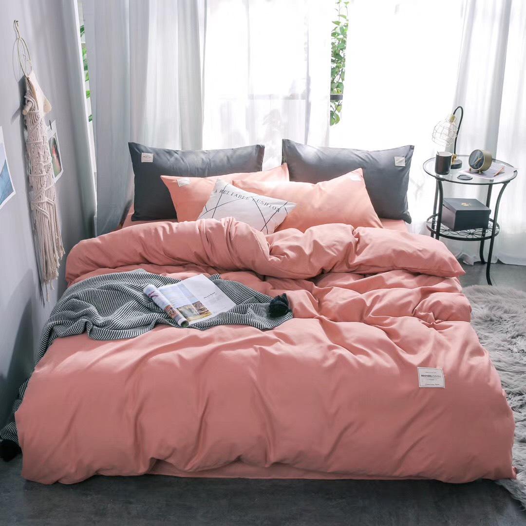 Bộ Chăn Chần Ga Gối Cotton Tici LIDACO  - Hồng Cam