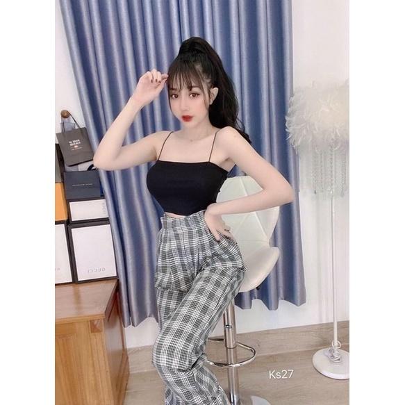 Áo hai dây trơn đơn giản dễ phối đồ
