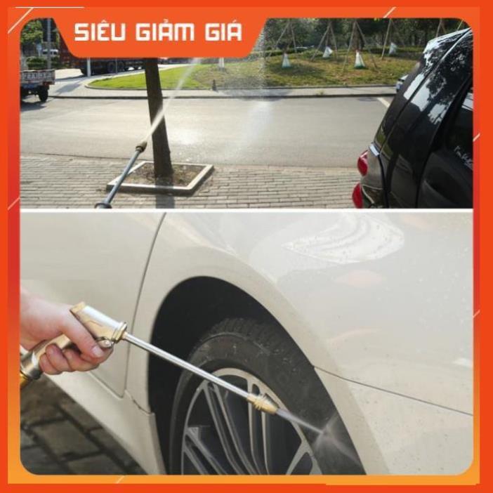 Bộ dây vòi xịt nước rửa xe, tưới cây . tăng áp 3 lần, loại 15m 206701-3 đầu đồng, cút,+ tặng mở chai
