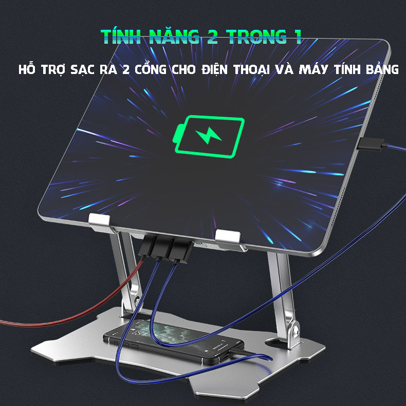 Giá đỡ để bàn X16 dành cho Máy Tính Bảng, IP, Mac có quạt tản nhiệt làm mát nhanh, chất liệu hợp kim nhôm cao cấp, chắc chắn tiện ích cho người sử dụng