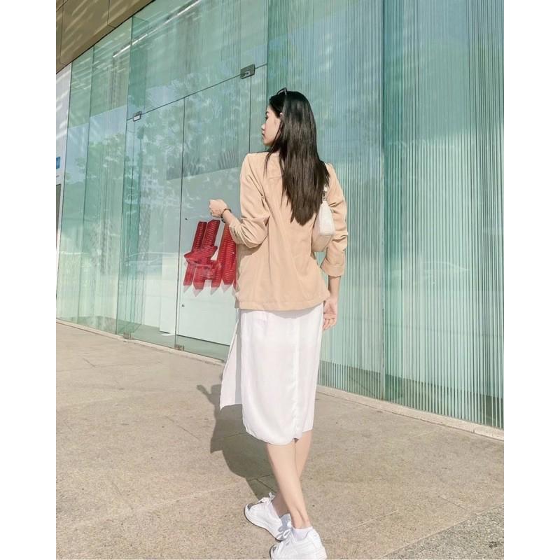 Đầm suông đan dây xẻ tà