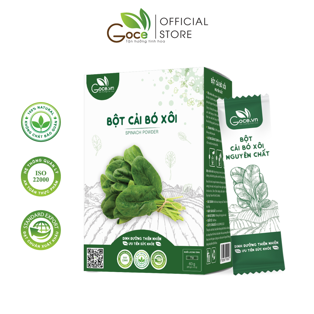 Bột cải bó xôi nguyên chất Goce (Rau Bina) - 60g (20 gói x 3g)