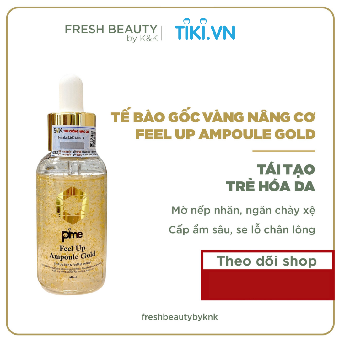 Tế bào gốc nâng cơ trẻ hóa Pime Feel Up Ampoule Gold dạng chai hỗ trợ giảm nám, mờ nhăn 50ml