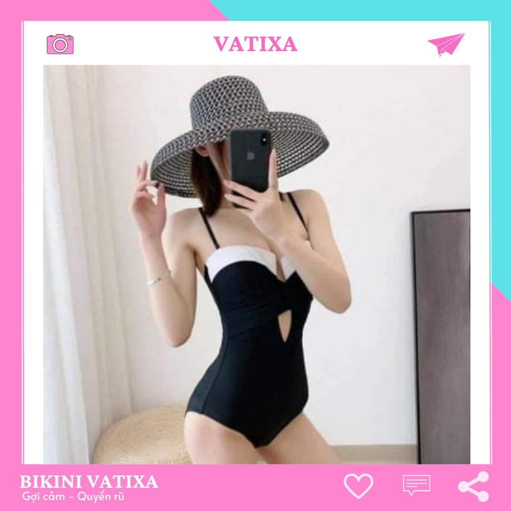 Bikini đồ bơi liền một mảnh gọng đen phối trắng nâng ngực VATIXA BKN33