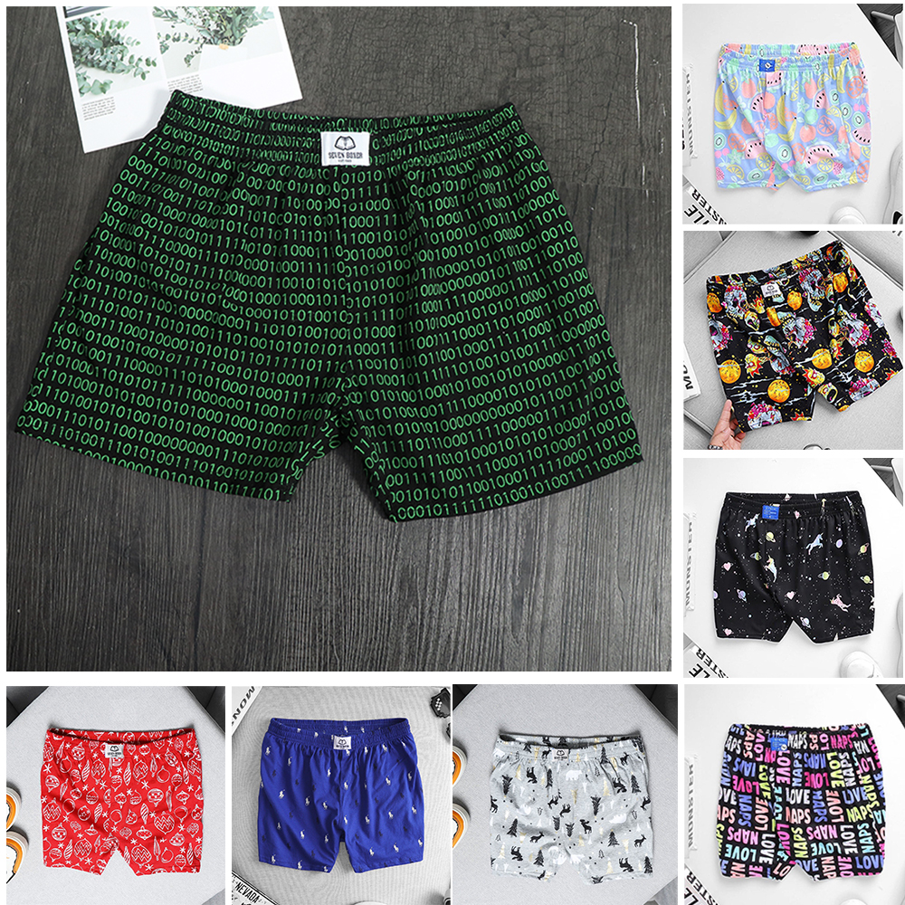 Quần thun nam, quần short mặc nhà, chất liệu vải cotton in họa tiết, dày dặn, thấm hút mồ hôi, lưng thun co giãn tốt