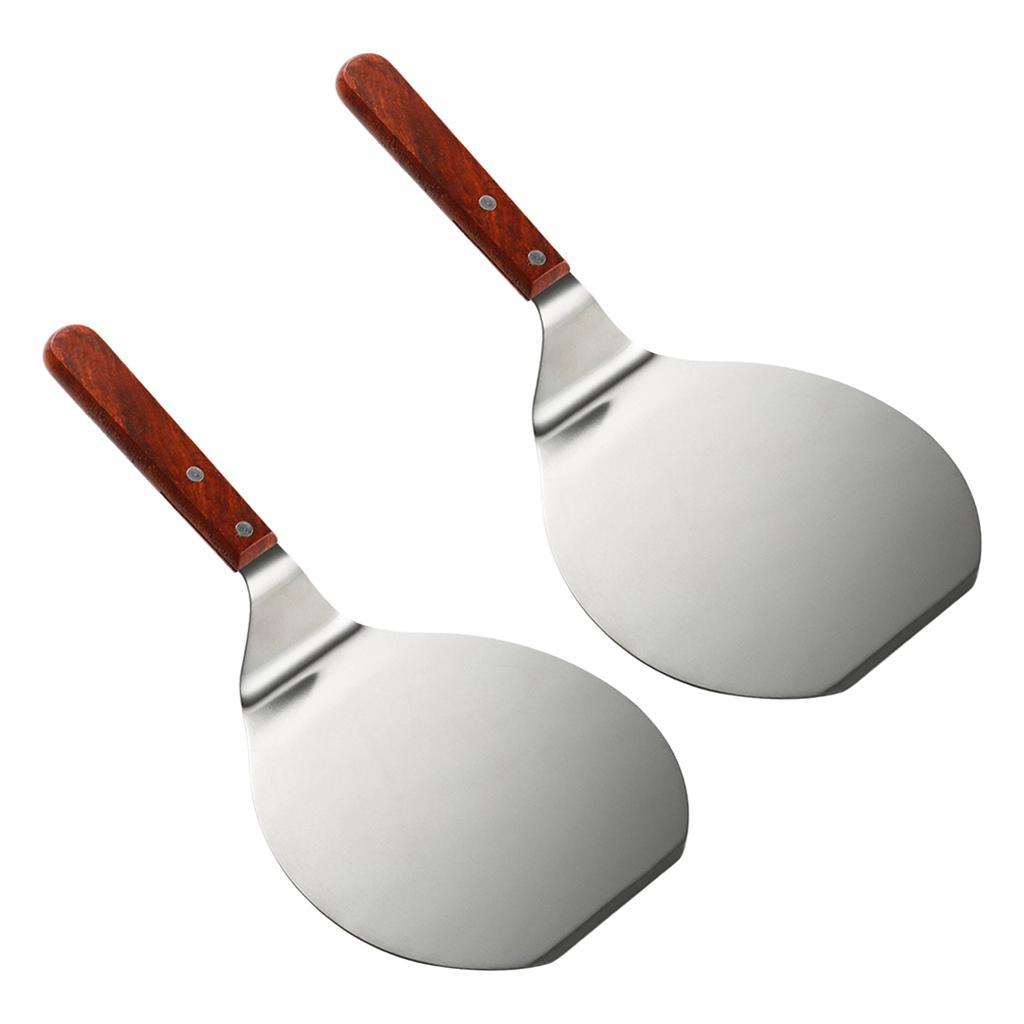 2PC Pizza Peel w/ Wooden Handle Pizza Shovel Lifter Kitchen Baking Tray