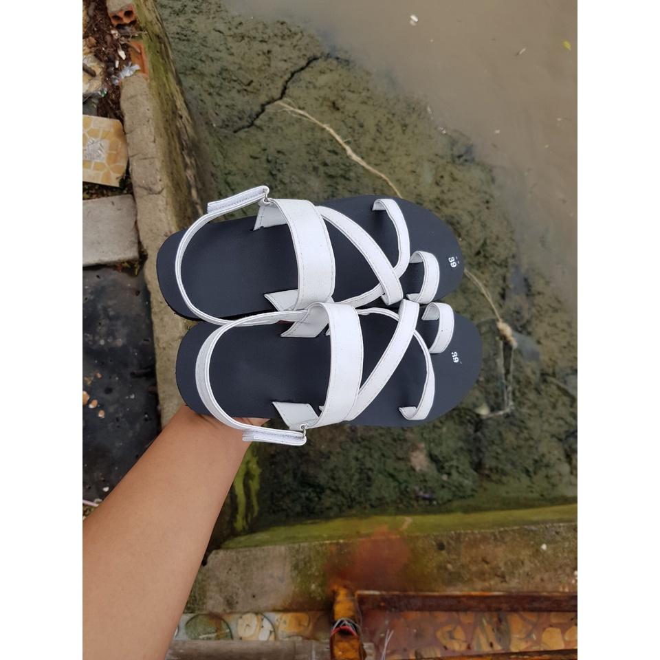 Dép sandal nữ đế đen quai trắng ,size 35 nữ đến 40 nữ,size khác ib chọn thêm