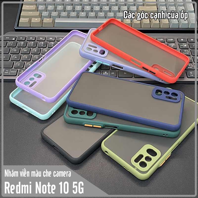 Ốp lưng cho Xiaomi Redmi Note 10 5G nhám viền màu che camera