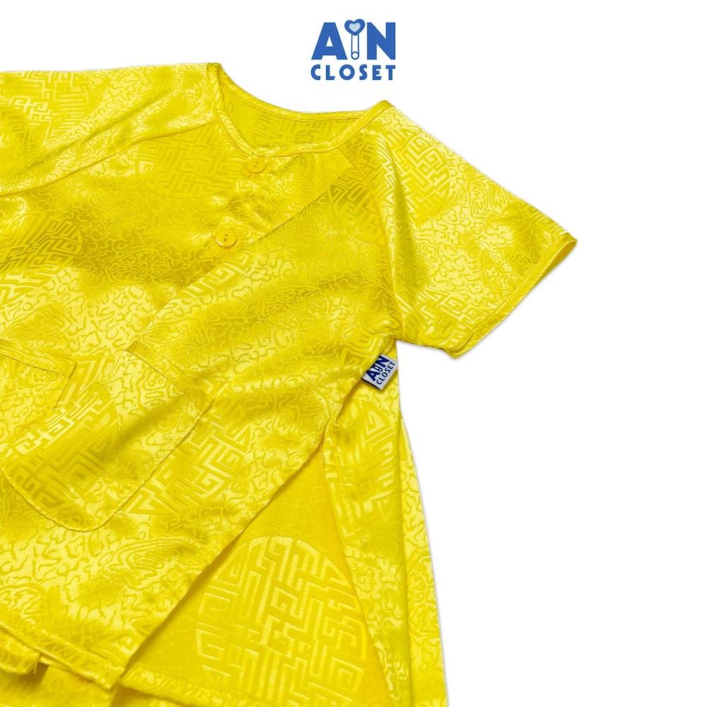 Bộ quần áo bà ba lửng unisex cho bé hoa văn Cổ Trang gấm vàng - AICDBTRVCDVD - AIN Closet