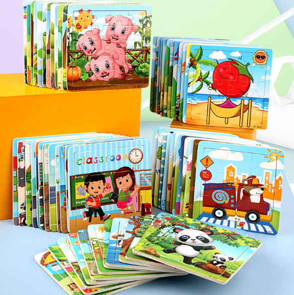 COMBO 5-10 tranh xếp hình 9 miếng puzzle - Đồ chơi ghép hình thông mình cho bé