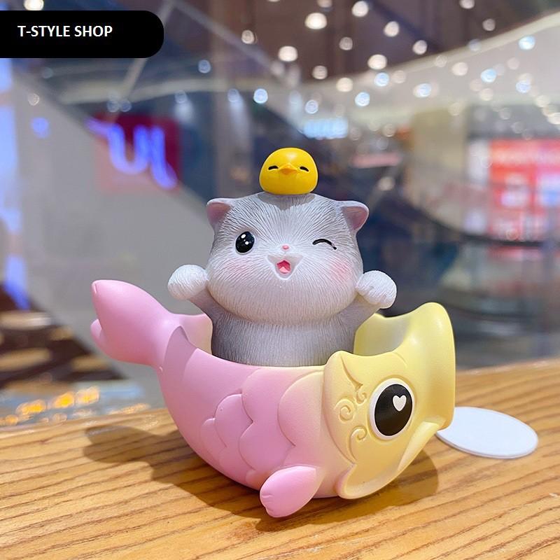 Tượng lắc lư để bàn - trang trí xe hơi Mèo Cá chép FULL BOX