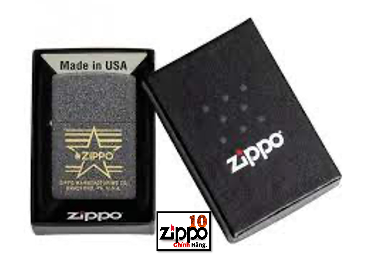 Bật lửa Zippo 48711 Logo Flame Start Stripes - Chính hãng 100%