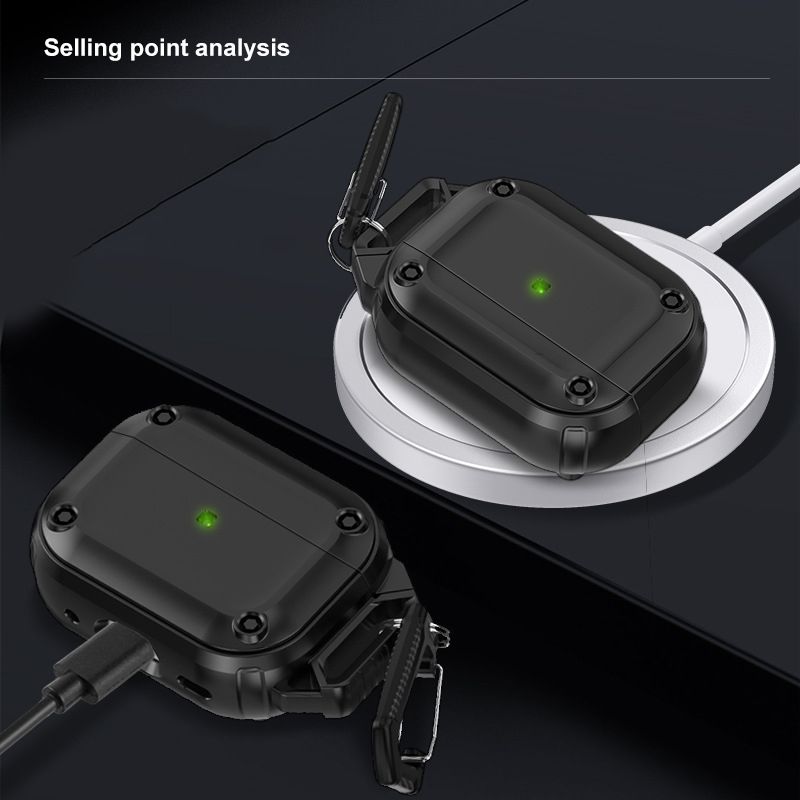 Case bảo vệ có khóa an toàn nắp từ tính chống sốc cho AirPods Pro 2 - Hàng Chính Hãng