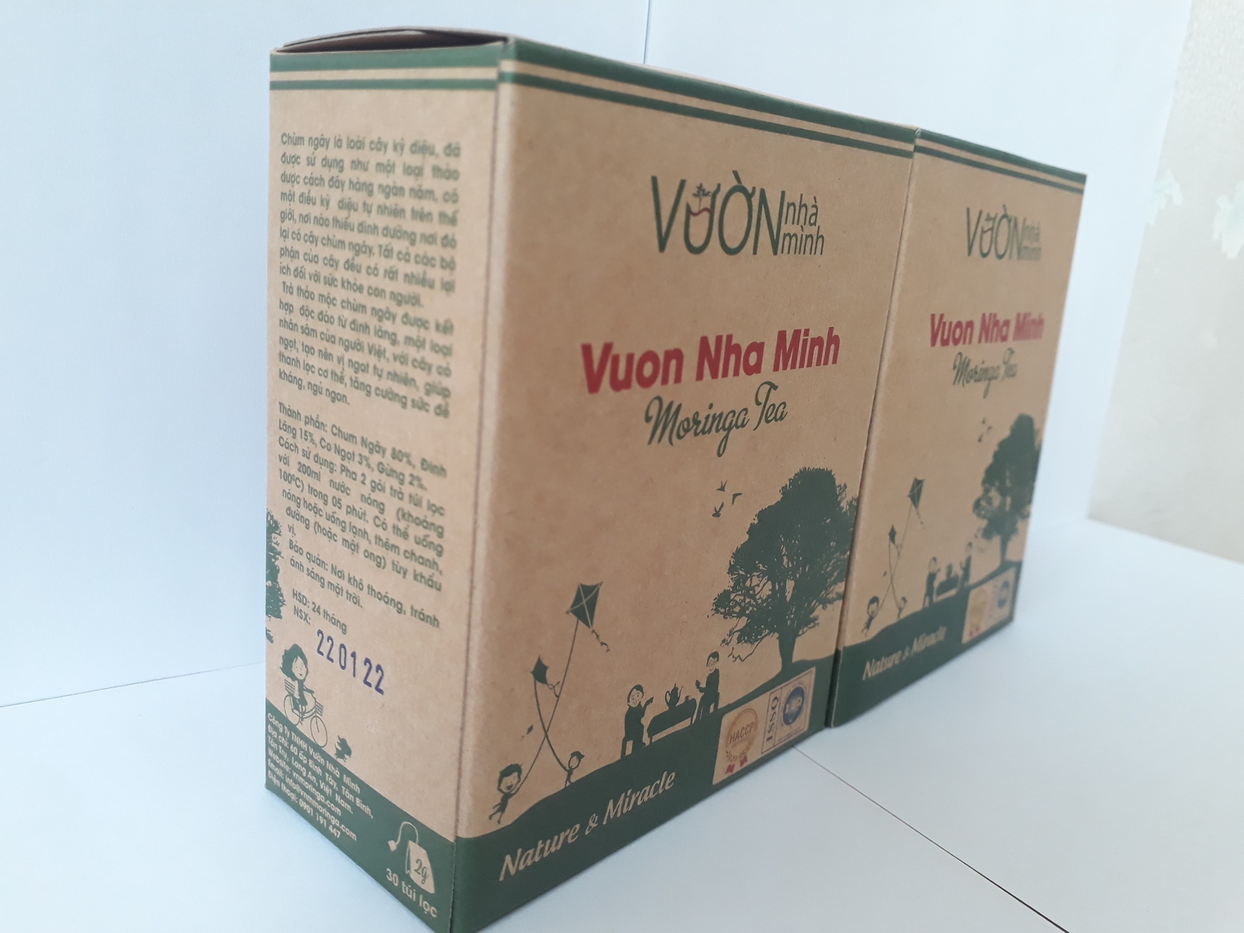 Combo 2 hộp trà chùm ngây túi lọc Vườn Nhà Mình