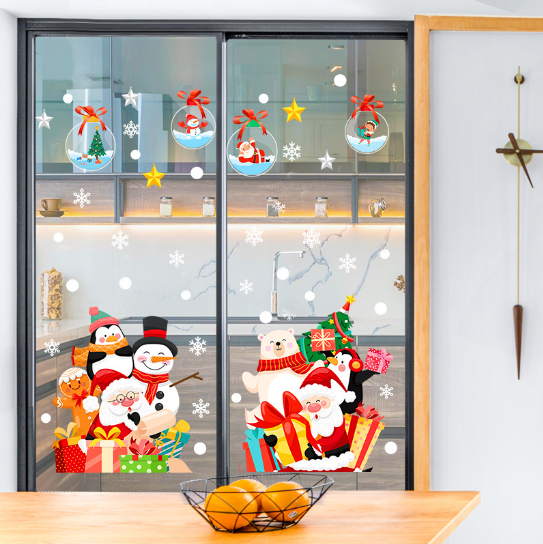 Decal trang trí Noel - Rèm châu trong suốt và những người bạn