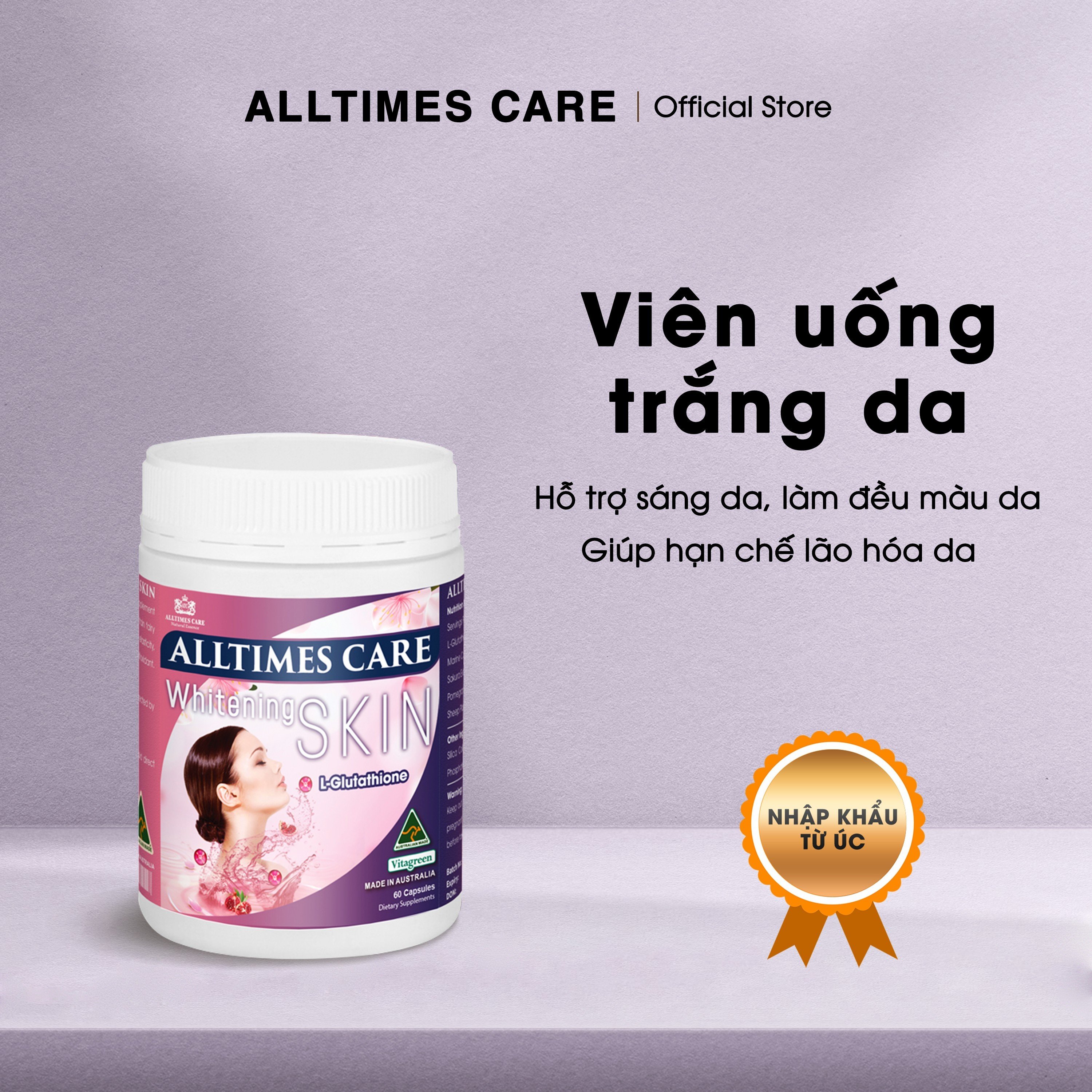Thực phẩm bảo vệ sức khỏe hỗ trợ sáng da ALLTIMES CARE WHITENING SKIN - Hộp 60 viên