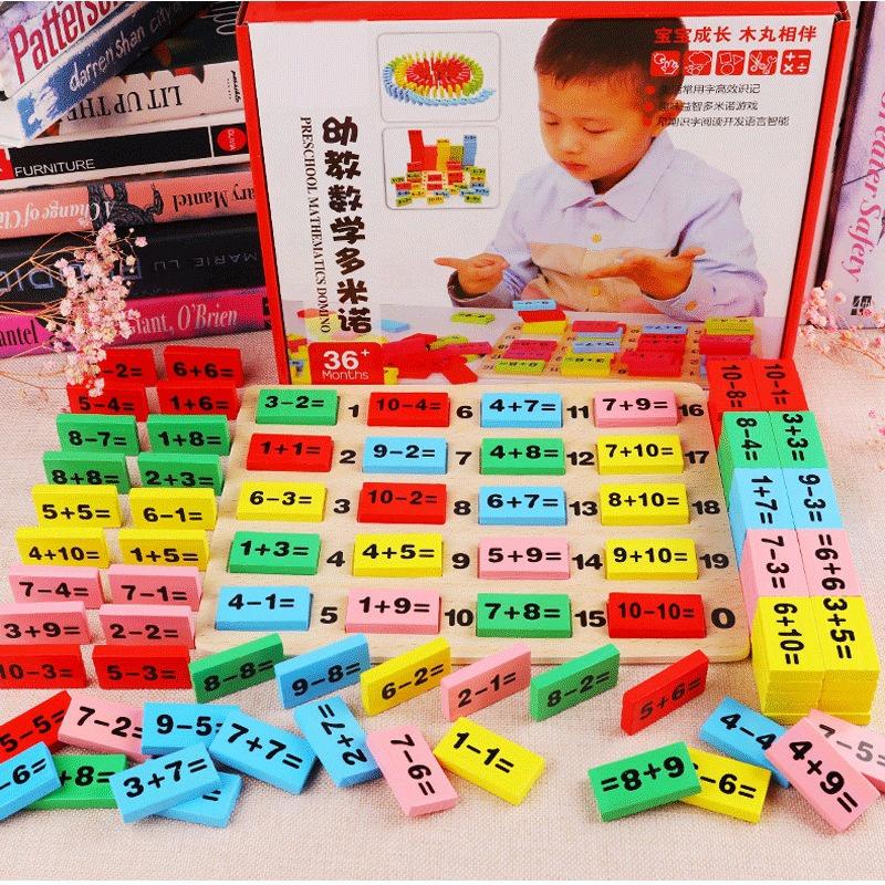 Đồ chơi DOMINO phép tính 110 quân bằng gỗ - Domino toán học - Ghép hình - Bộ xếp hình cho bé