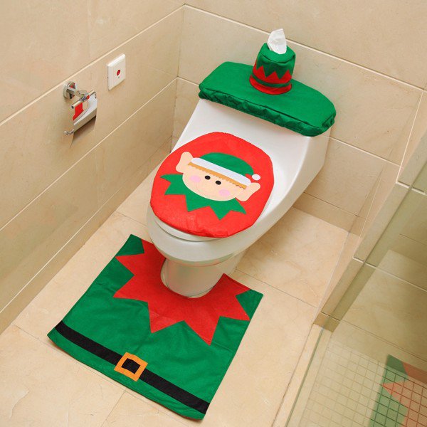 Thảm trang trí họa tiết Noel dành cho phòng tắm (hình noel xanh)