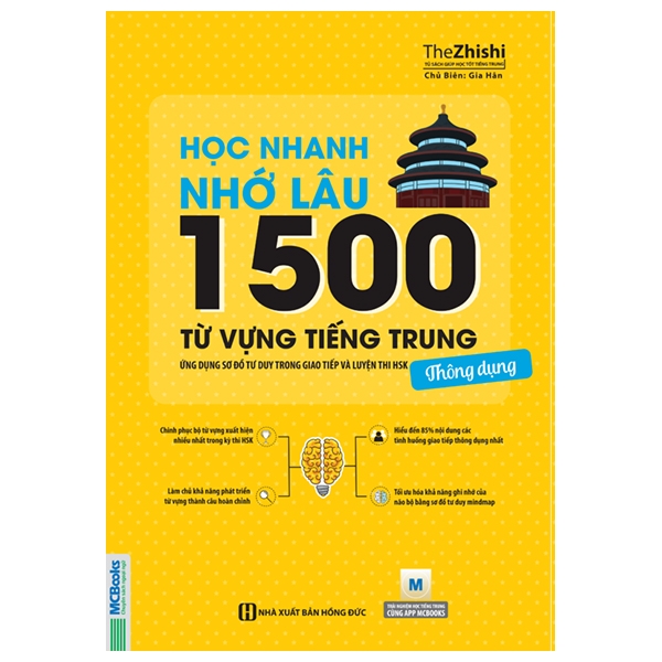 Sách Học Nhanh Nhớ Lâu 1500 Từ Vựng Tiếng Trung Thông Dụng - Tặng Kèm Bộ Bookmark.