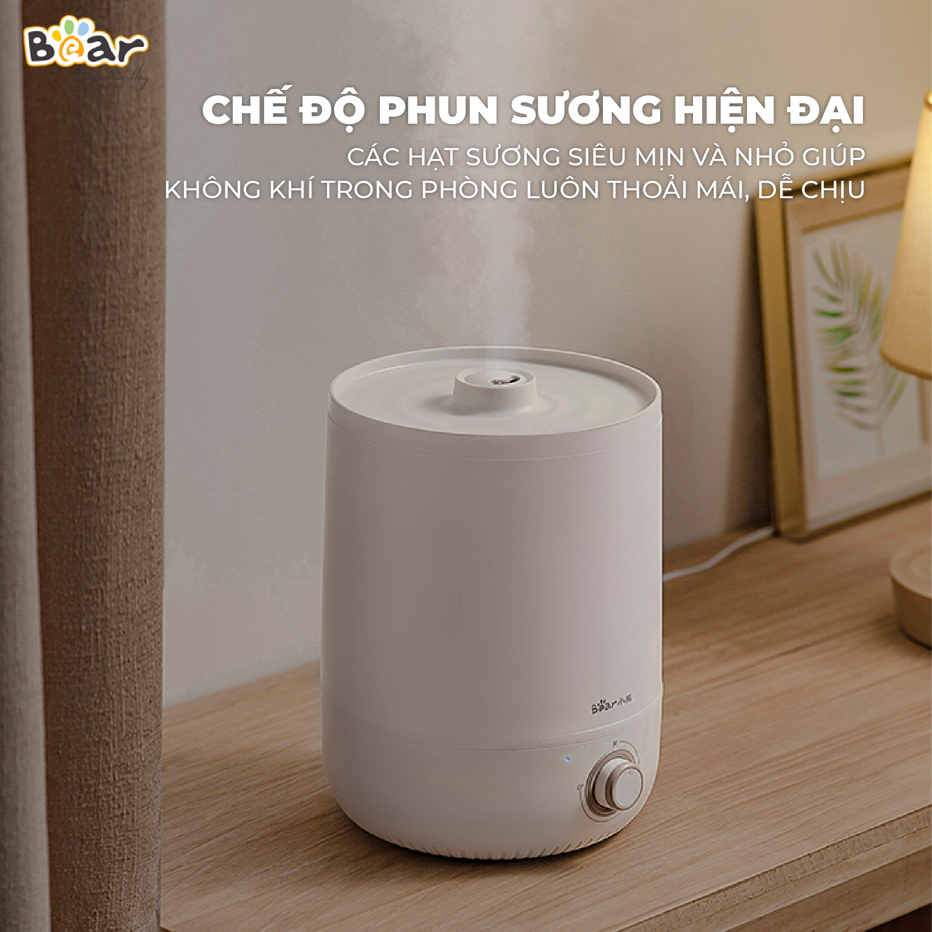 Máy Phun Sương Tạo Ẩm Bear Làm Mát Không Khí, Bộ Lọc Ion Bạc Diệt Khuẩn, Tiết Kiệm Năng Lượng JSQ-C45U1 - Hàng chính hãng