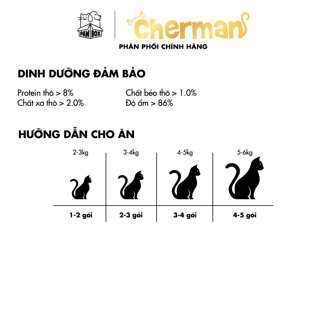 Súp thưởng cho mèo Cherman vị cá ngừ và chất xơ 12g x 5gói