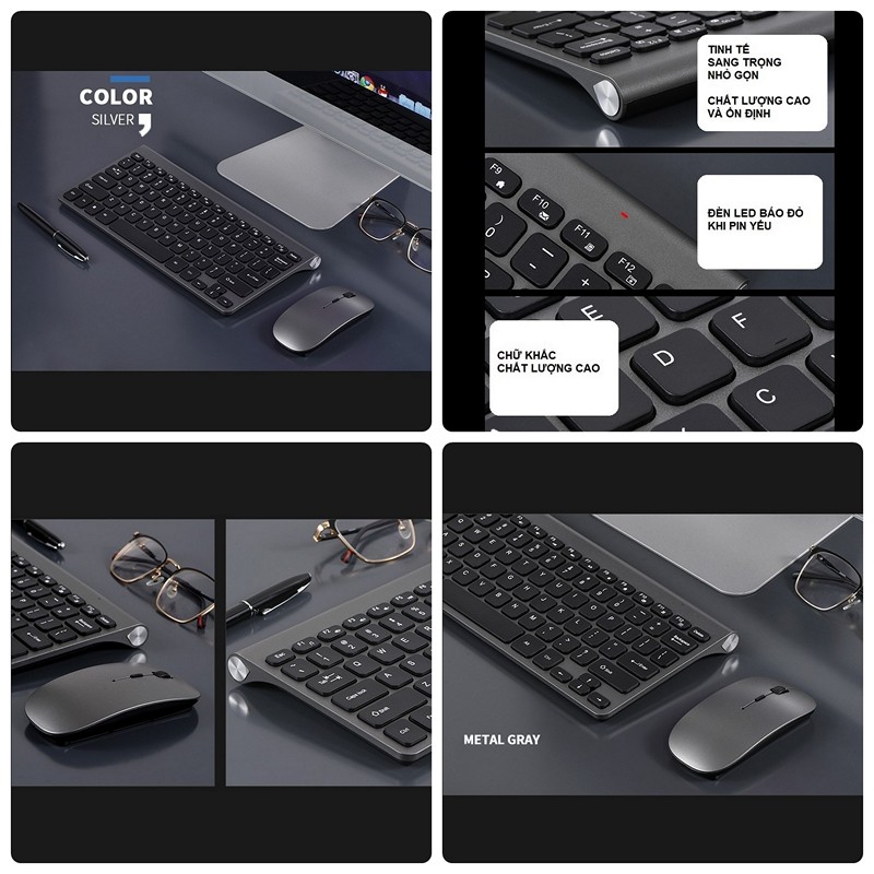 Bộ Bàn Phím Chuột không dây W201 mini nhỏ gọn cho máy tính , laptop hàng nhập khẩu