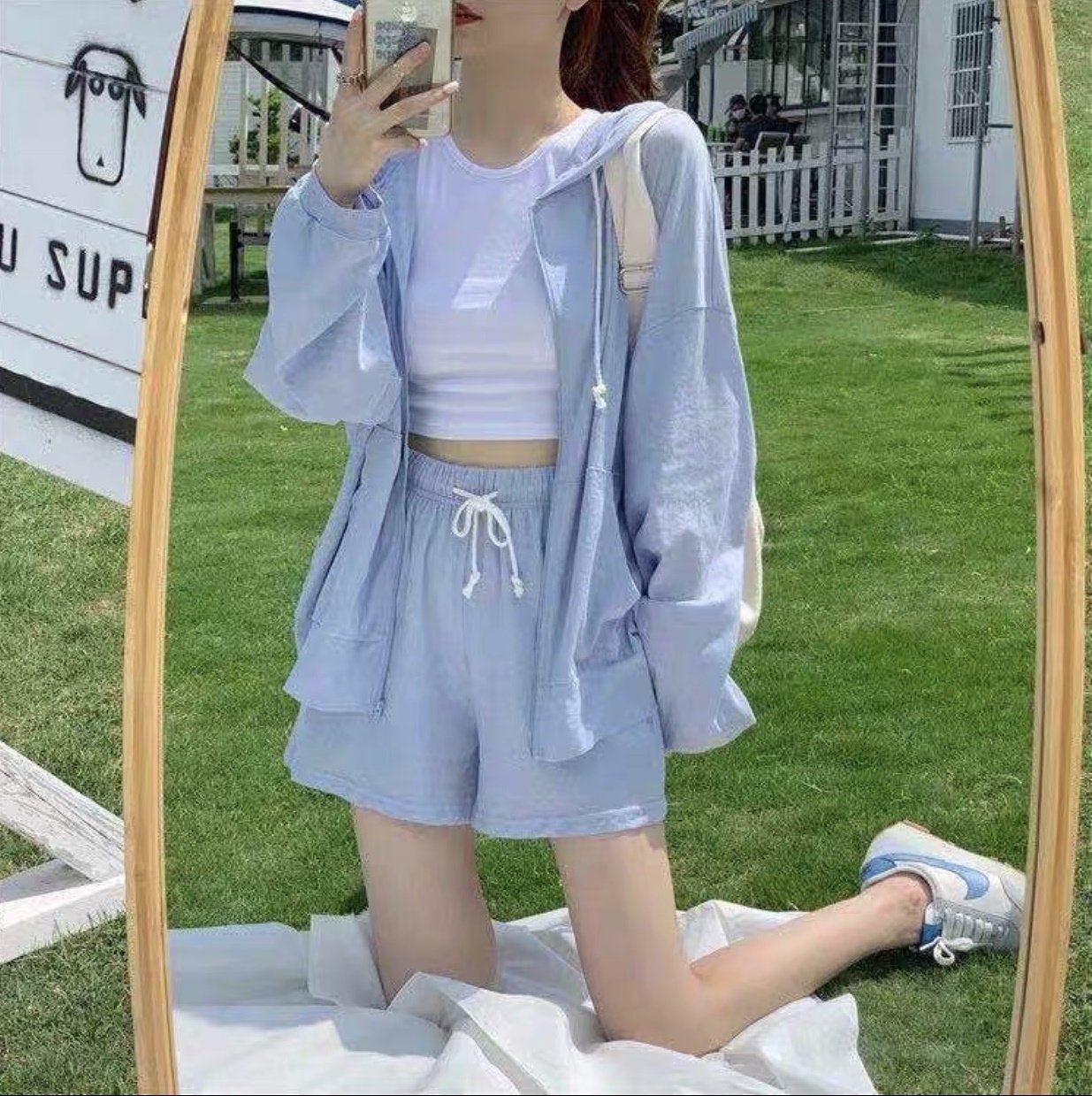 Sét Bộ Thu Đông Nữ Dài Tay Dáng Thụng Quần Sooc Năng Động