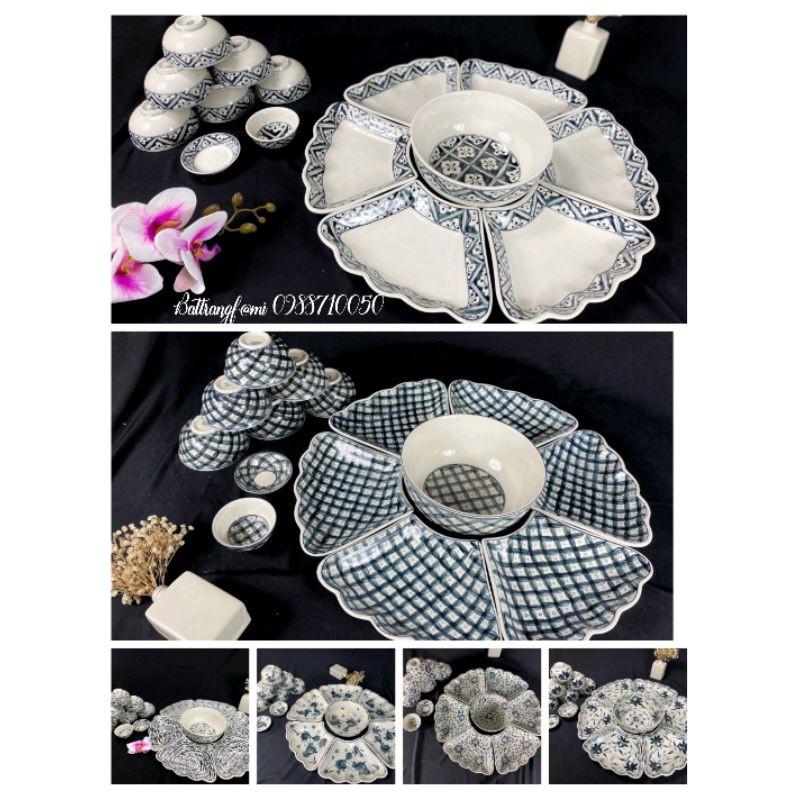 Bộ bát đĩa hoa mặt trời vẽ tay hàng kĩ