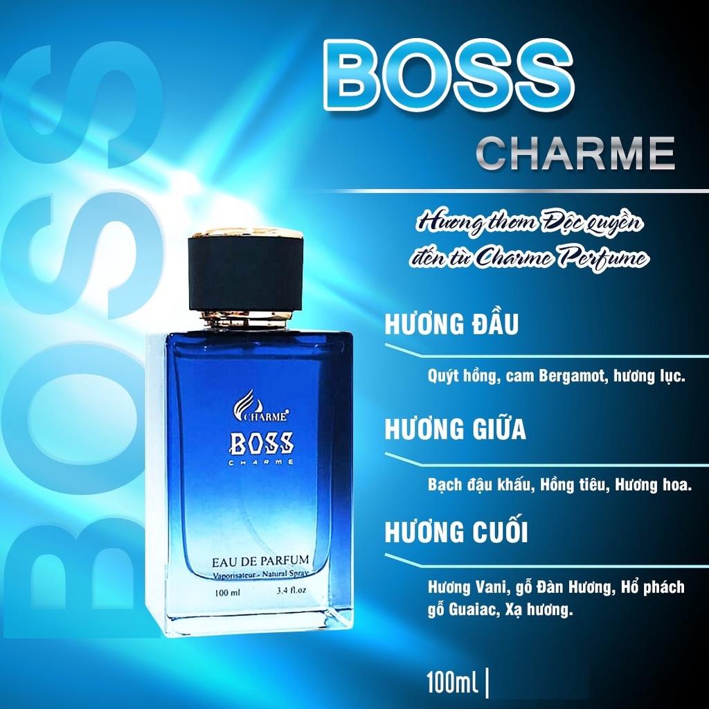 Nước hoa nam cao cấp, Charme Boss, nước hoa phương đông, hương thơm mạnh mẽ, lưu hương lâu, dành cho nam, 100ml