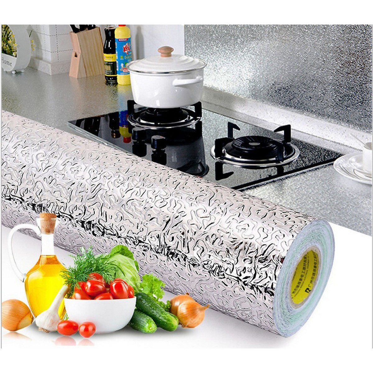 Cuộn Decal Giấy Dán Bếp Tráng Nhôm Cách Nhiệt