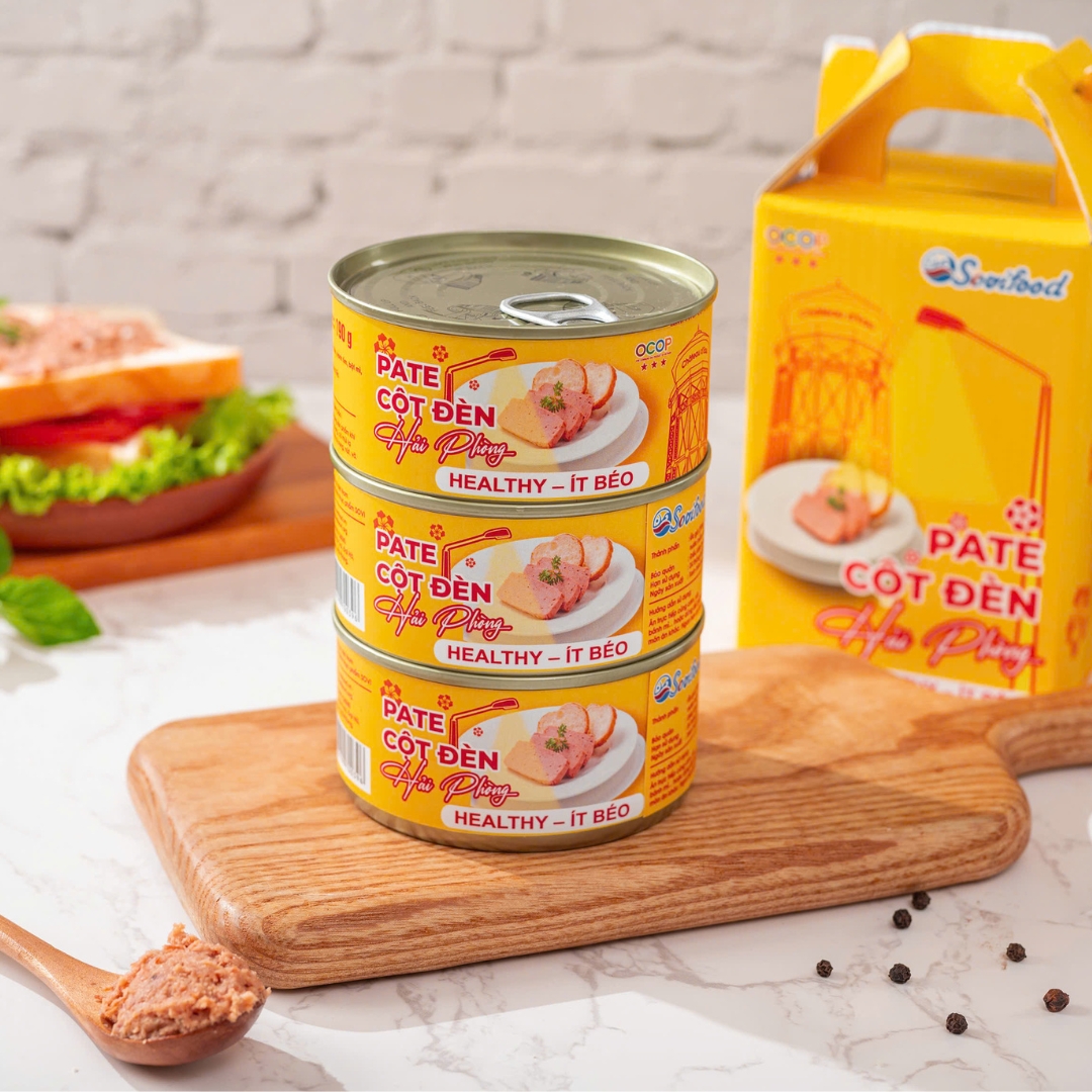 Combo 10 lon - Pate Cột Đèn Hải Phòng Sovifood - Ít Béo, Nhiều Thịt Ít Gan - 1,9KG
