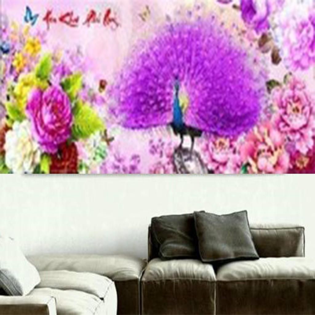 Tranh đá công tím hoa khai phú quý công tím DF808 - kích thước: 110 * 53cm.