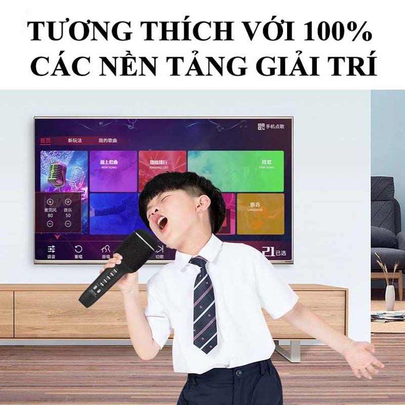 Micro Không Dây Hát Karaoke Kèm Loa Bluetooth Mini Cao Cấp WS-900 Nâng giọng cực chất Loa Bluetooth Karaoke Mini Gia Đình Có Thu Âm Có Thẻ Nhớ USB AUX Mic LiveStream Không Dây Giá Rẻ Bản Nâng Cấp