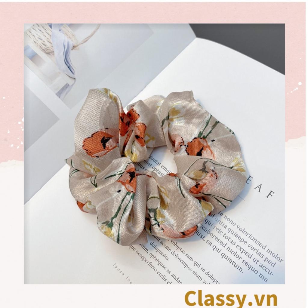 Dây cột tóc Classy vải linen, họa tiết hoa dễ thương, có thể dùng làm phụ kiện chụp ảnh PK1235
