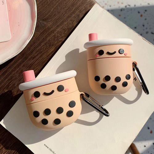 Vỏ Ốp Case dành cho Airpod Pro Ly Trà Sữa Kute chống va đập trầy xước có móc đeo
