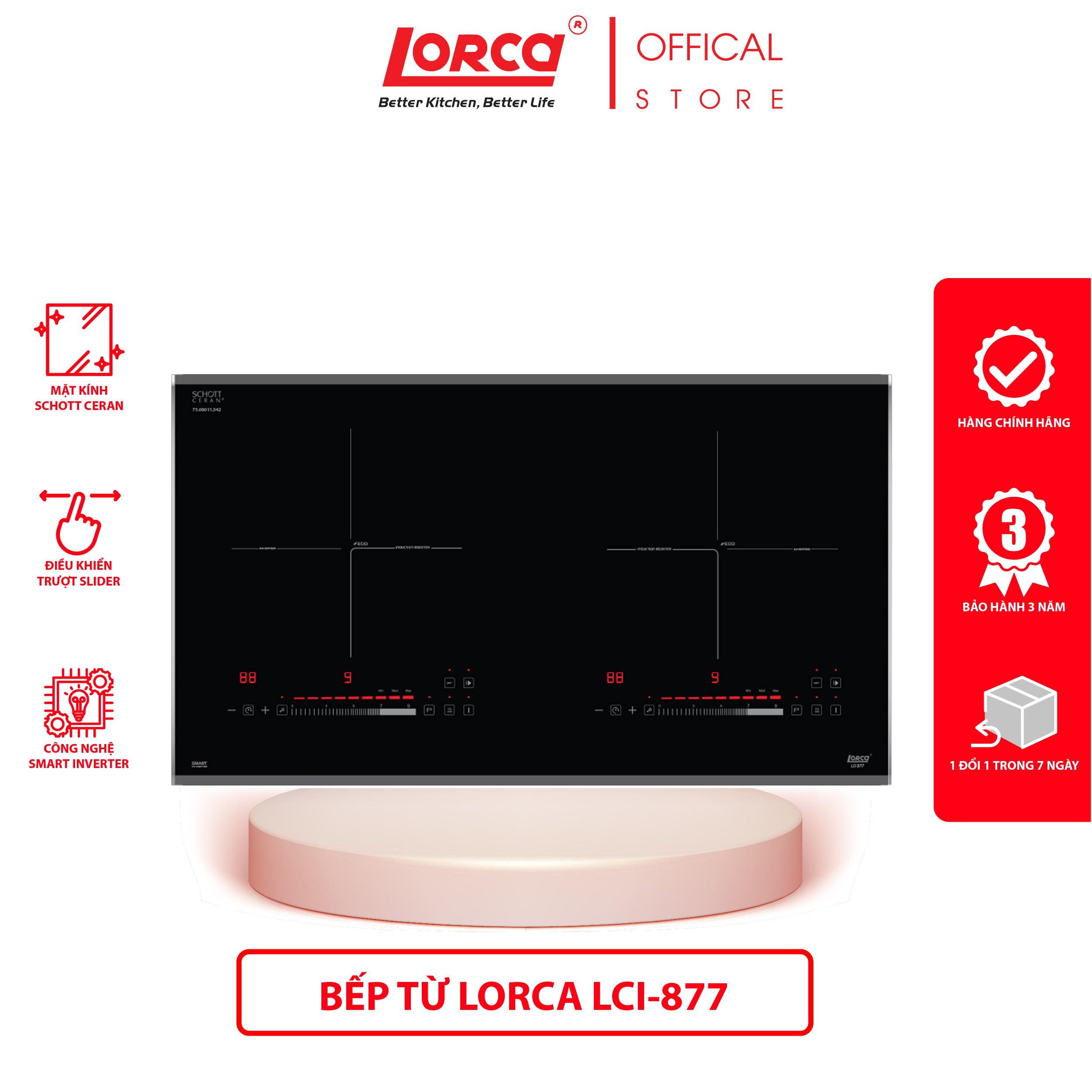 Bếp Từ Đôi LORCA LCI-877 Hàng Chính Hãng Cao Cấp Công Nghệ Smart Inverter An Toàn Tiết Kiệm Điện